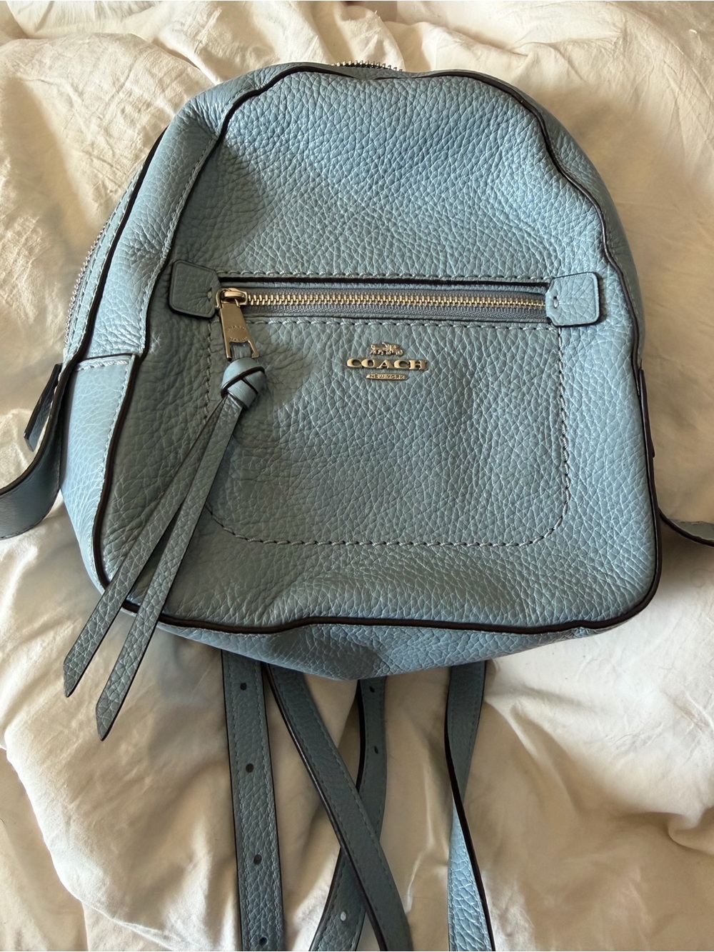 Coach Pebbled Leather Mini Backpack in Baby Blue